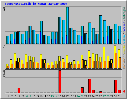 Tages-Statistik im Monat Januar 2007